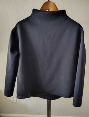 Aday Womens Navy Long Sleeve Mock Neck Scuba Like a Boss Pullover Sweater Medium